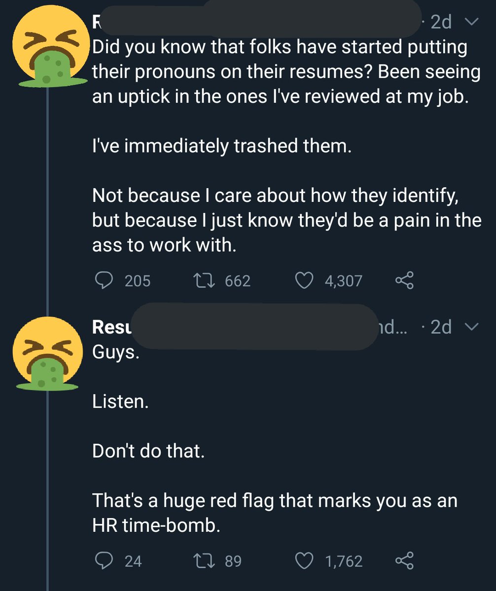OneShotRPG's tweet photo. CW: Transphobia
You know what's actually a time bomb for a company? 

Employees who openly admit to discriminatory hiring practices in a public forum. https://t.co/NxLsRv84nb