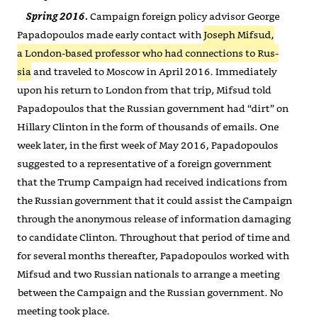 Mueller's Report played-up Mifsud's "connections to Russia."At the interview, the FBI didn't bother to ask many questions about those "connections."No follow-up questions about emails.Now we can see why there were zero references to the Mifsud 302 in Mueller's Report.
