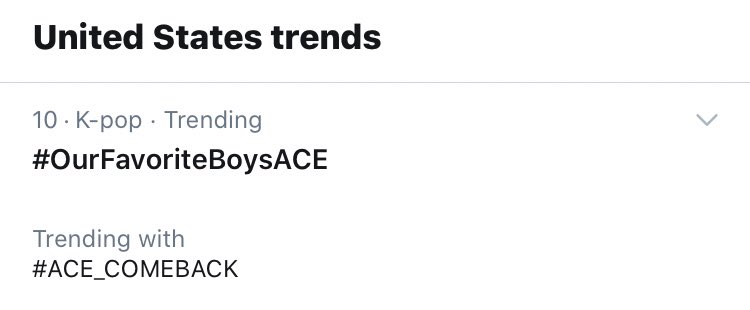  #OurFavoriteBoysACE is currently trending at 10th in the United States!  #ACE  #에이스  #Favorite_Boys #호접지몽  #胡蝶之夢  #HJZM  #도깨비