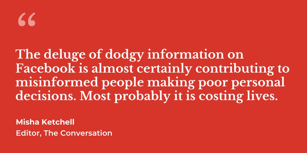 It found the misinformation published by Facebook reached 4x as many eyeballs as content they published from credible sources such as the  @WHO.