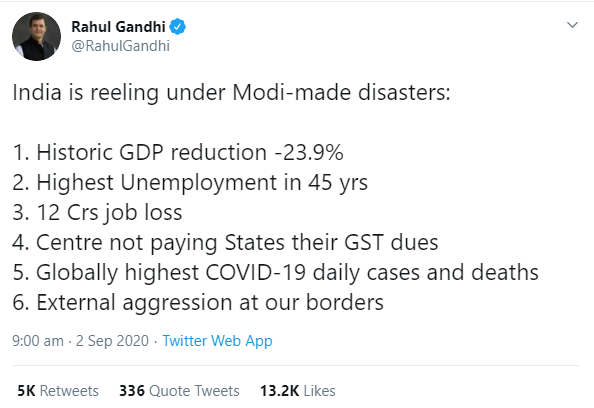 timesofindia's tweet photo. India is reeling under Modi-made disasters, tweets @RahulGandhi https://t.co/68rxOblvE7