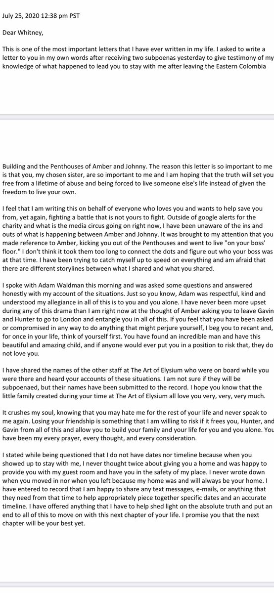 Letter from Jennifer to Whitney