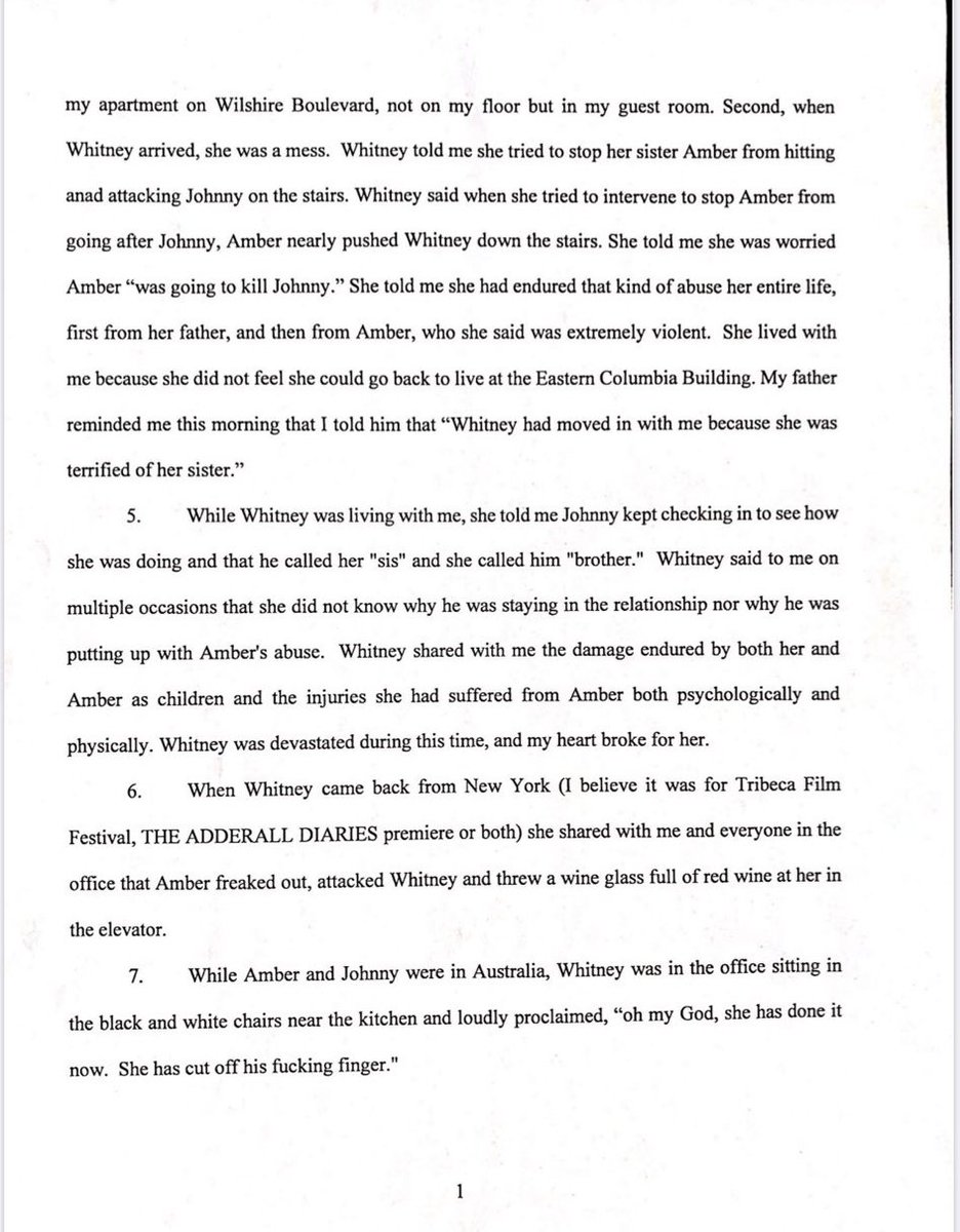 The only witness who testified to ever seeing any violence from Johnny to Amber was her sister Whitney. Whitney's employer and best friend testified that not only did Whitney lie but that Amber has abused her sister for her entire life.