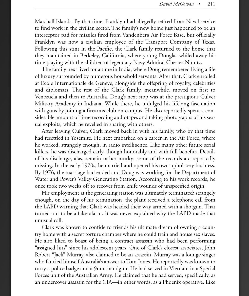 The Sunset Strip murders were pinned on two people, Doug Clark and Carol Bundy (no relation to Ted). In reality, many others were involved, many with military/intelligence ties: