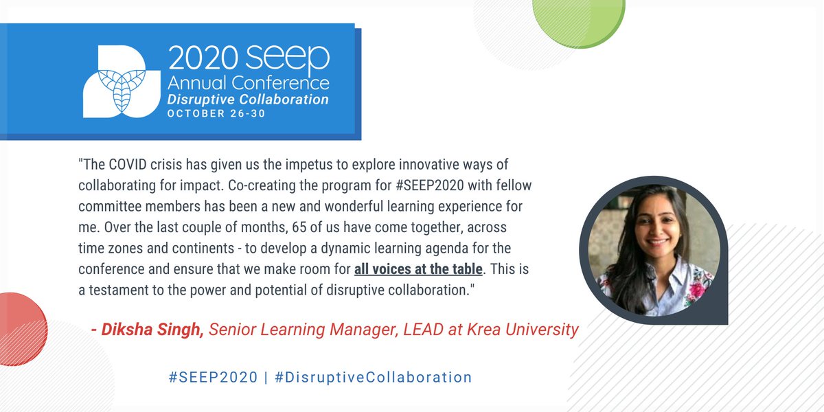 #DisruptiveCollaboration
Looking forward to #SEEP2020!
Check out the dynamic conference agenda and register at the early bird rate before September 10: seepannualconference.org

@TheSEEPNetwork @LEADatKrea