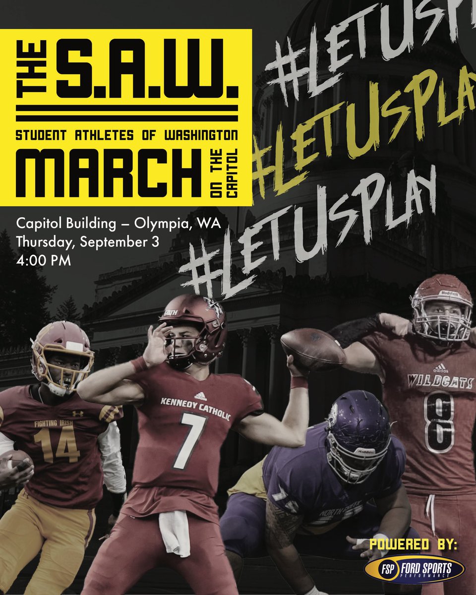 Get to Olympia this Thursday at 4pm! This is not just for football players but for all athletes and also those in support of playing sports this fall! Let’s make this happen! #wearyourmask #saw