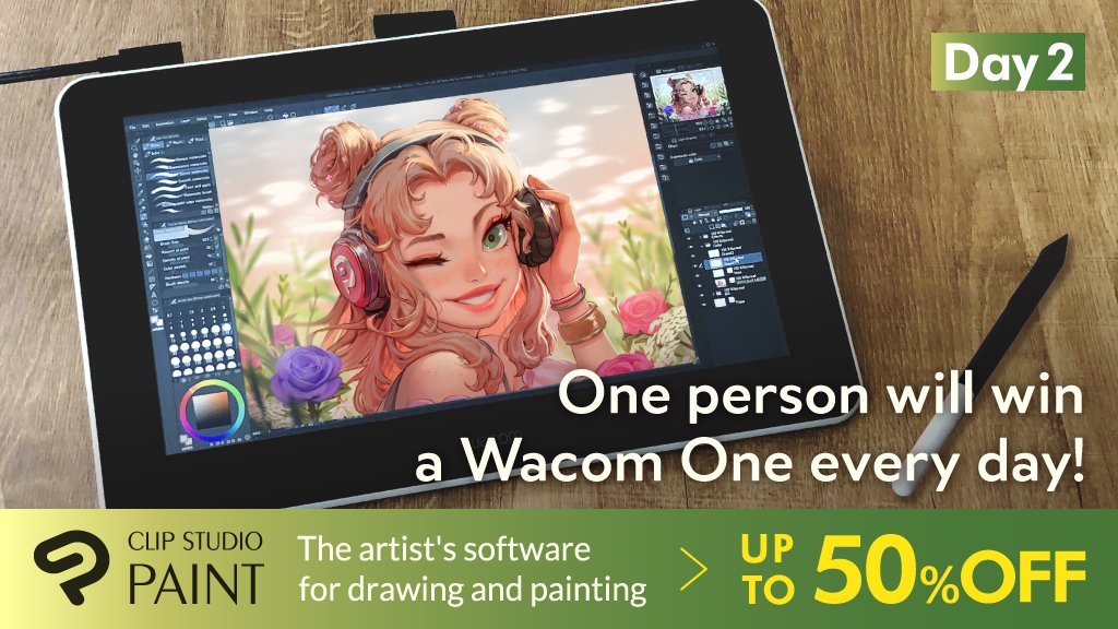 clipstudiopaint's tweet image. We're giving away a Wacom One every day for six days! Now the second day – 5 chances left to win! Retweet this tweet and follow the Clip Studio Paint official account to enter! More info &amp;amp; entry rules here: clipstudio.net/promotion/give…