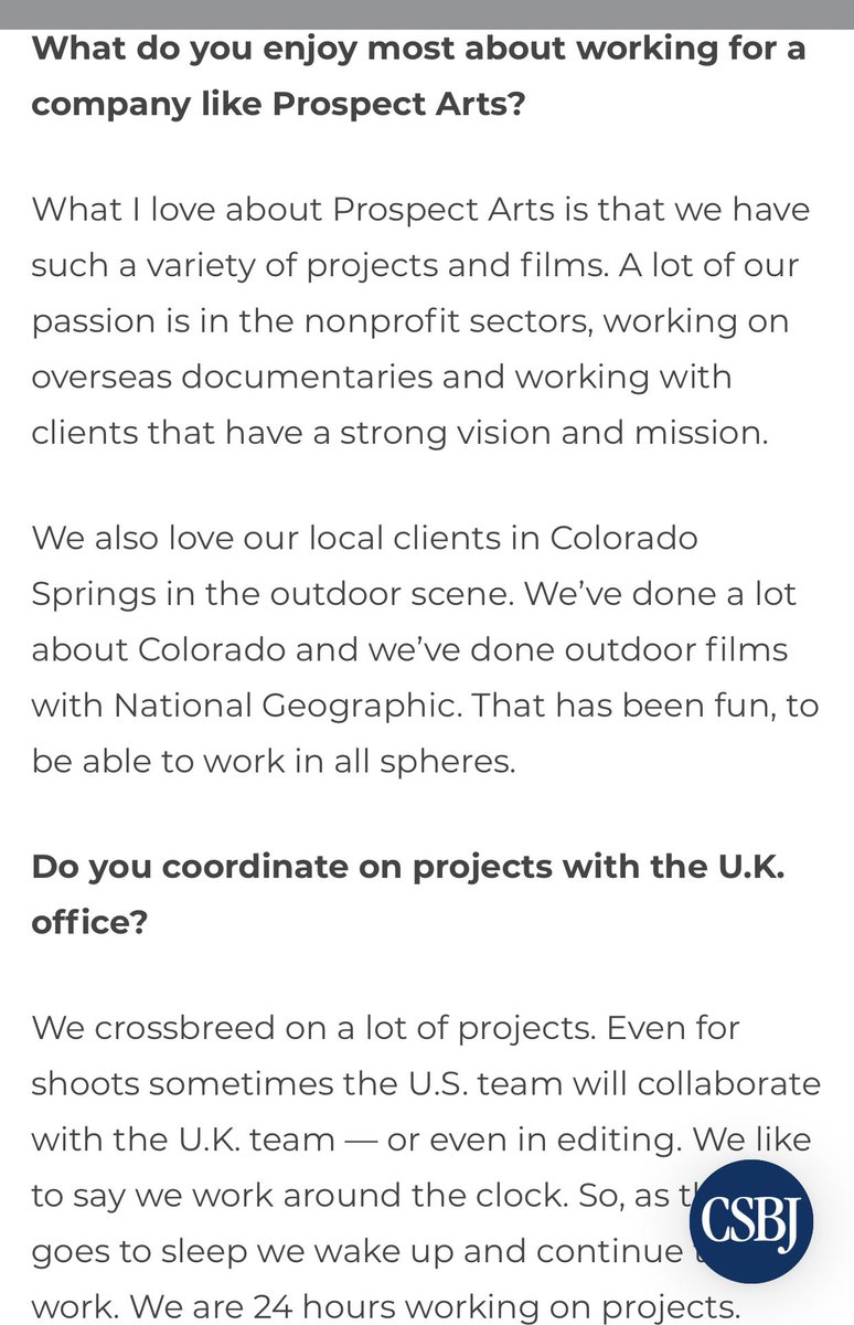 In an interview from 2017 (which was oddly just updated in Aug 2020...)with Martineau, she mentions working with National Geographic, as well as coordinating with the company’s UK branch. Interesting details that align for obvious reasons. https://www.csbj.com/premier/profiles/youngprofessionals/martineau-breaks-down-borders-at-prospect-arts/article_c0355ff6-7c40-57dc-872e-cfa57fe842fc.html