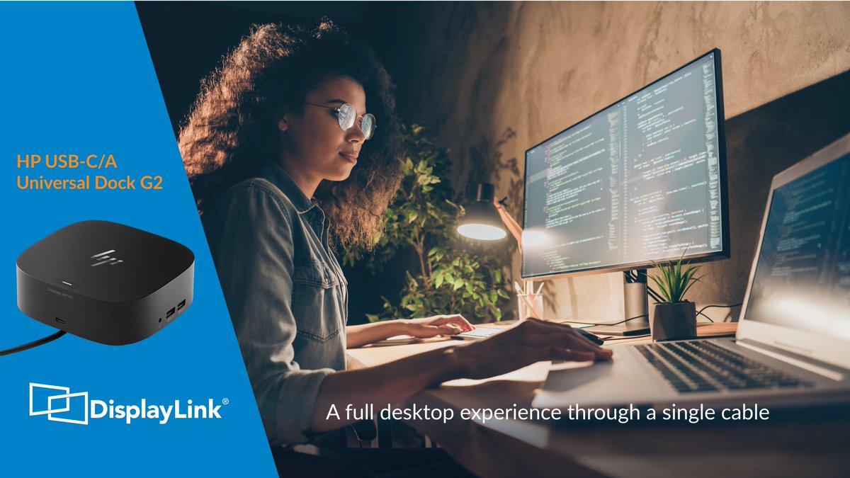 DisplayLink's tweet image. HP Universal Docks - #desktopExperience via a single #usb cable. Ideal for #WFH or #Office