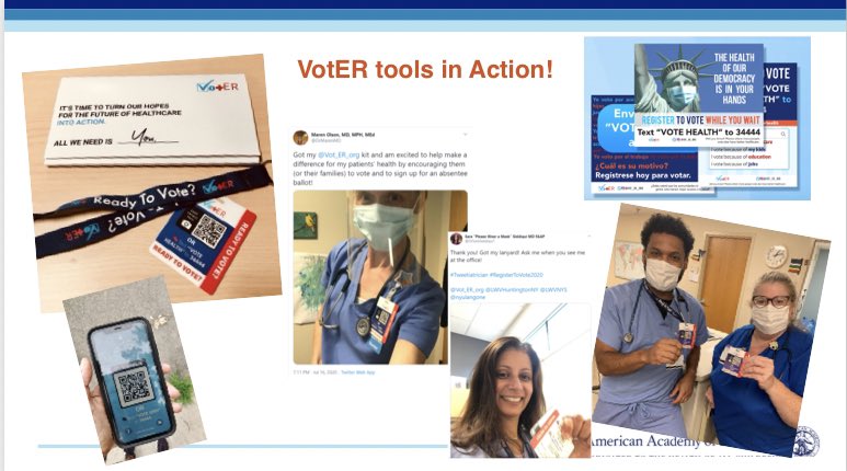 There are lots of ways to start. I invite all to join  @AmerAcadPeds,  @md4healthequity,  @Vot_ER_org & so many other organizations connecting clinicians to tools to help patients register to vote & get a mail-in ballot (so they can protect their health while they vote!)(20/)