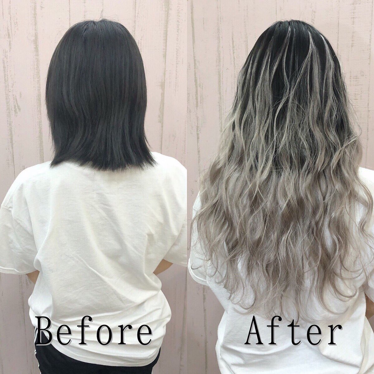 あるじゃんすー町田店 シルバーカラー は凄くオシャレに決まりますよね 黒髪にシルバーグラデーションスタイル 全体のシルバースタイルはもちろん エクステで グラデーション にするのもオススメ エクステ あるじゃんすー あるじゃん