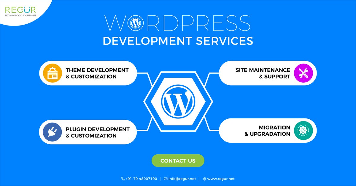 RegurTech's tweet image. We are a WordPress Web Development company with 10+ years of experience and expertise who helps you in developing custom WordPress website, Plugin, Theme, Website Migration services, and support. Know more: bit.ly/32PZdrJ
#wordpressdevelopment #pluginsdevelopment #theme