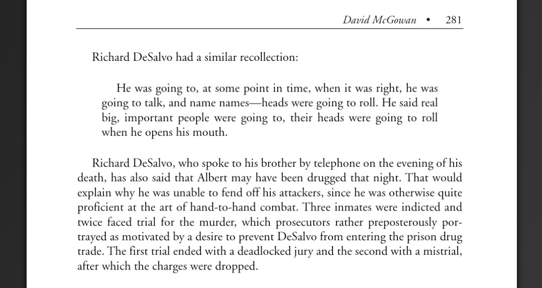 But the evidence against him was very weak, and it is likely that if he was involved, he most certainly had accomplices. Apparently he decided it was time to talk, but before he could, he was stabbed 16 times in prison.