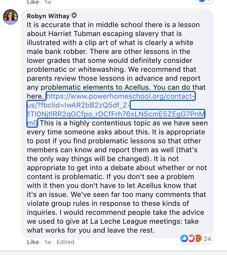 Here are screenshots of posts from Acellus Academy’s official account acknowledging the existence and removal of the racist question on an Acellus Facebook group page.