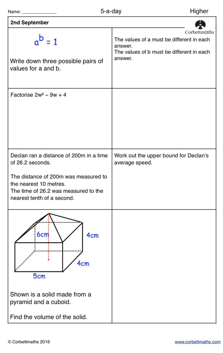 Corbettmaths's tweet photo. Studying for Higher GCSE Maths? Try today's Foundation Plus, Higher &amp; challenging Higher Plus #maths5aday answers: https://t.co/Ms56qEyp17 https://t.co/0ftEM0njuy