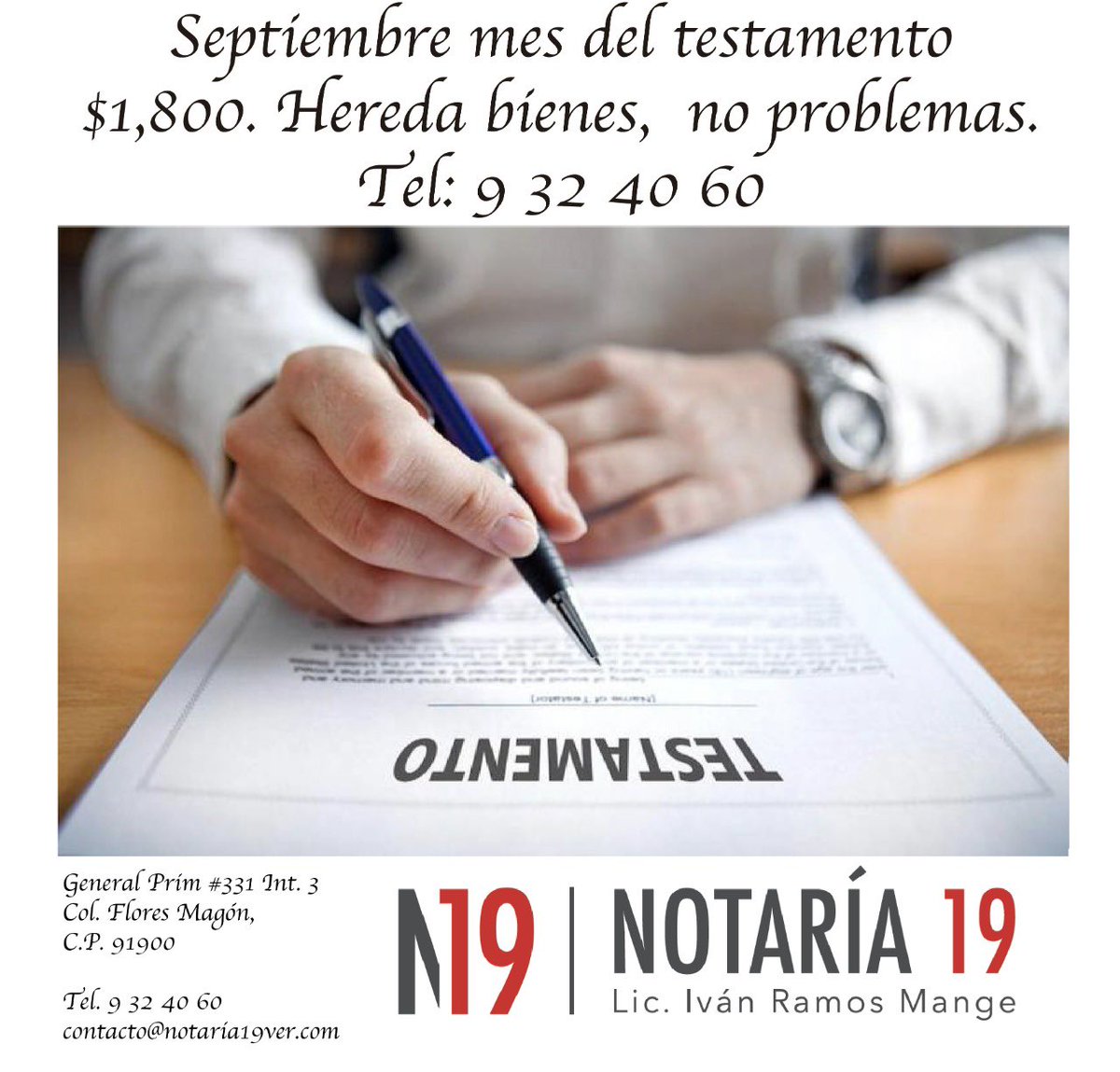 Notaria19Ver's tweet photo. Otorga tu testamento. Otorga certeza jurídica y tranquilidad a tu familia #Notaria19Veracruz #Notaria19 https://t.co/Q00jGbuZdj
