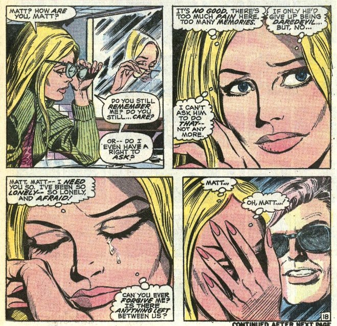 2) DD #67 1970by Gary Friedrich and Roy Thomas (W), Art by Gene Colan, Syd ShoresGerry Conway took over as writer with issue #72, but still the breakup drama between Matt and Karen continues.3) DD #774) DD #801971by Conway (W), Art by Gene Colan, Syd Shores and Tom Palmer