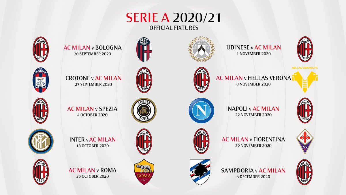 Suri sengetøj pianist AC Milan on Twitter: "🚨 Serie A 2020/21 🚨 The full fixture list: take a  look 🗓️ Il calendario completo 🗓️ #SempreMilan https://t.co/8X3KCYyZDR" /  Twitter