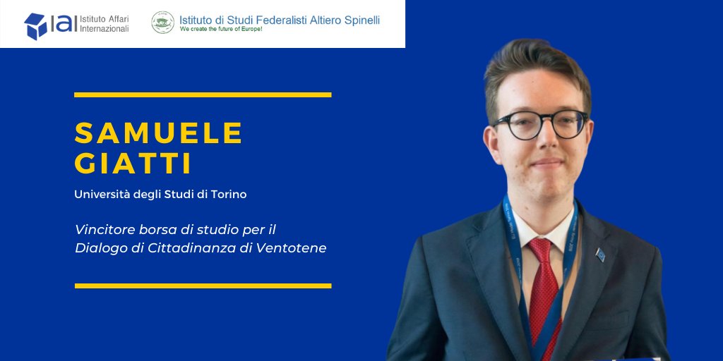 🇪🇺<a href="/SamueleGiatti/">Samuele Giatti</a>, studente <a href="/unito/">Università di Torino</a>, è uno dei due vincitori di una borsa di studio per il Dialogo di Cittadinanza di Ventotene sulla politica estera europea di domani 3 settembre 👉bit.ly/31QQtTe