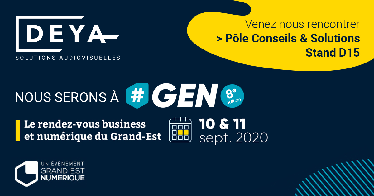 📆 [SALON] : DEYA est partenaire du premier événement business et numérique de la rentrée : <a href="/GENumerique/">Grand Est Numérique</a> 😃

Venez à notre rencontre STAND D15 !
Programme 👉 bit.ly/programme_GEN2…
Inscriptions 👉 bit.ly/GEN2020

 #GEN #GEN2020 #Culturetech #Numerique #Metz #Audiovisuel