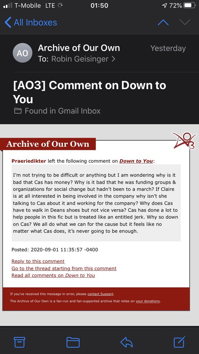 I blocked this person for being a horrible, unkind soul. But I guess if you& #39;re going to try and put me on blast, I& #39;ll respond in kind. I delete ignorant comments, but I have the emails so here is an example of a reader who causes writers to stop writing:  https://twitter.com/praeriedi...