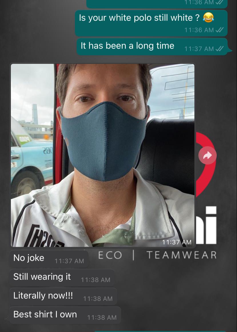 These are the texts we love to receive.
This one's from Founder &amp; CEO of #NoshHK, 3 years after receiving his order of polos!

#winnerswearthewave #qualityclothes #ecofit #inspire