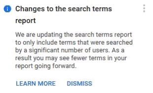 Changes to search terms report