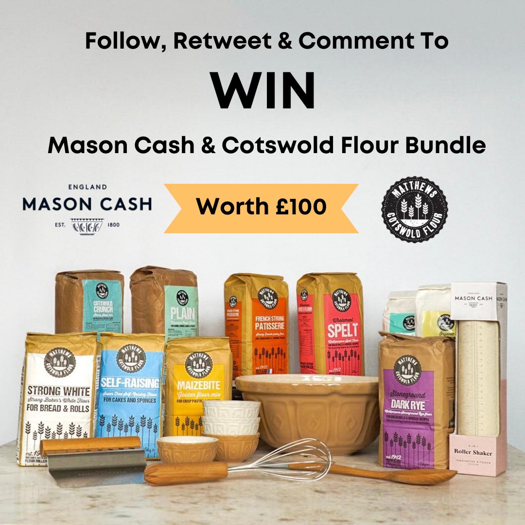 We’re starting Sourdough September off with a bang! We have teamed up with @masoncashuk to bring you the Ultimate Baking Giveaway!!

To enter: 1. Follow us @cotswoldflour &amp; @masoncashuk
2. Retweet this post and tag a 3 friends who love to bake! 

Good luck! #Giveaway #baking