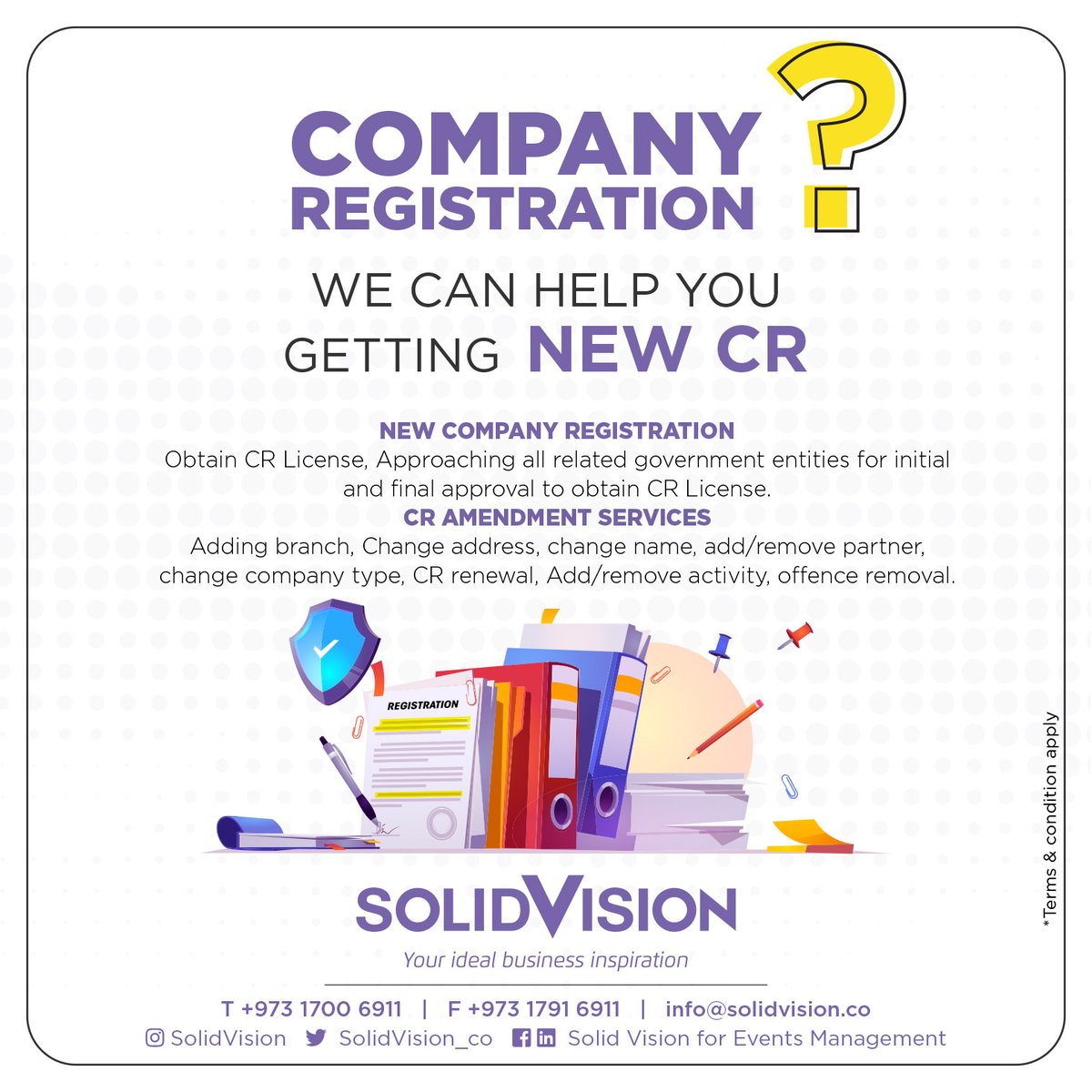 solidvision_co's tweet photo. خدمات إدارة السجلات التجارية
تسجيل شركة جديدة
#solidvision #business_consultancy #bahrain #bahrain_adv #bahrainbusiness #bahrainlife #manama #riffa #muharraq #hidd #hamadtown #isatown  #البحرين  #المحرق #الرفاع #مدينةعيسى #مدينةحمد #المنامة   #bahraininvestors #businessmanagement https://t.co/d9gcdDyEKq
