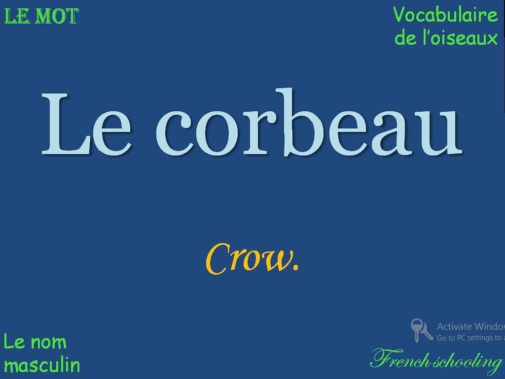 frenchschooling's tweet photo. 🇫🇷 Le corbeau
🇬🇧 Crow
Twitter/ Fb/ IG/ Pin @frenchschooling
#frenchschooling #frenchclass #frenchenglish #frenchvocabulary #frenchteacher #frenchbooksforkids #instagood #instadaily #motdujoir #lecorbeau #crow https://t.co/PksqrKLNO3