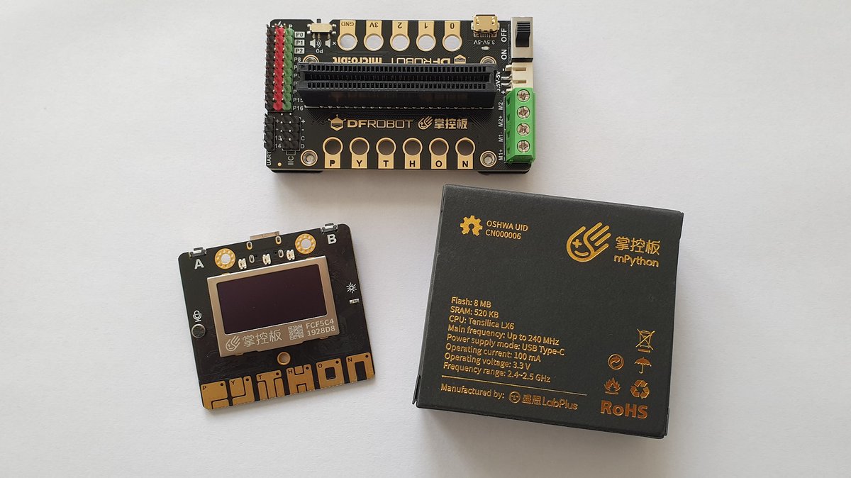 PlusPlusInt's tweet image. As a Pythonista I fell in love with #mPython immediately after I saw the beautiful gold finger design. Board is great, too. You can find more information on mpython.cn.

P.S. @all_about_code, I think that you&apos;ll love this board. :)