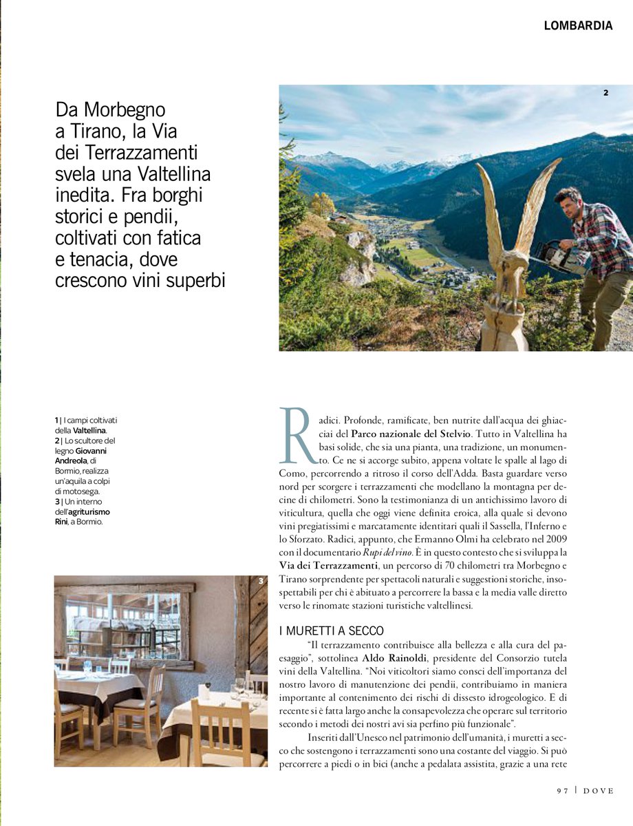 valtellina's tweet photo. La Valtellina grande protagonista in edicola sul numero di settembre di @DoveViaggi: un servizio di ben 12 pagine con focus sulla Via dei Terrazzamenti, @Livigno, @Bormio_Tourism e @portevaltellina
@inLOMBARDIA https://t.co/09WSXxkxhd