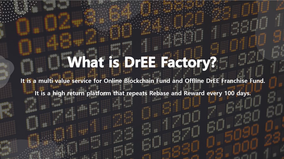 DrEE Factory is a new DeFi platform that DrEE is preparing in Korea.

Follow me and give me your ETH address in reply to this post.
At the time of listing, we will airdrop 10DrEE to an additional 2,000 people.
We're a DeFi project scheduled to list UNISWAP in October.
#Airdrop