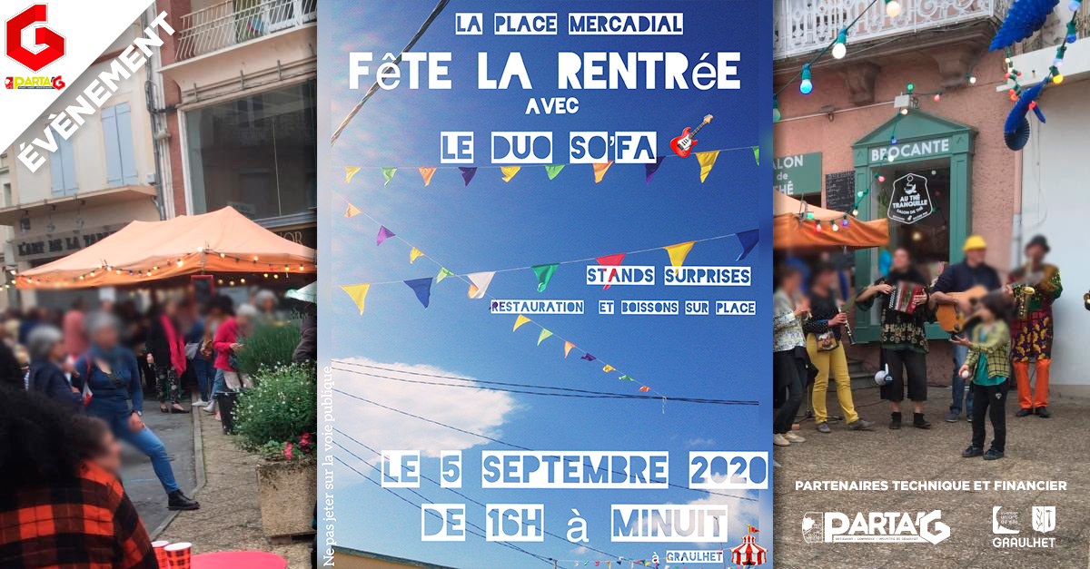 Parta_G's tweet image. La place Mercadial fête sa rentrée avec le Duo So'Fa le samedi 5 septembre de 16h à minuit !
Nombreuses surprises avec restauration sur place
#animations #graulhet #musique #rentrée #placemercadial
apy.re/5uxds