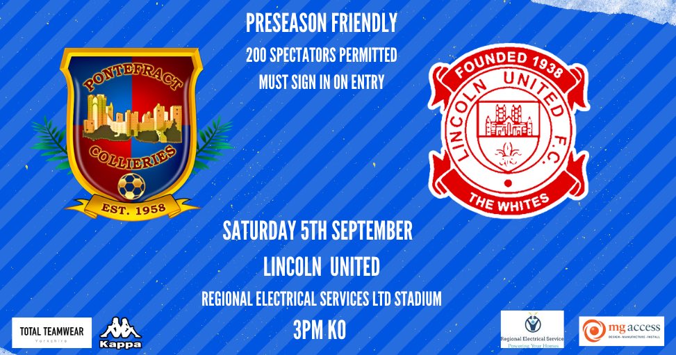 Penultimate Preseason fixture | The Colls host Lincoln United in our final preseason game at the Regional Electrical Services Stadium, before competitive football begins. 

Come down and get behind the lads ahead of the start of competitive action. 

#UTC