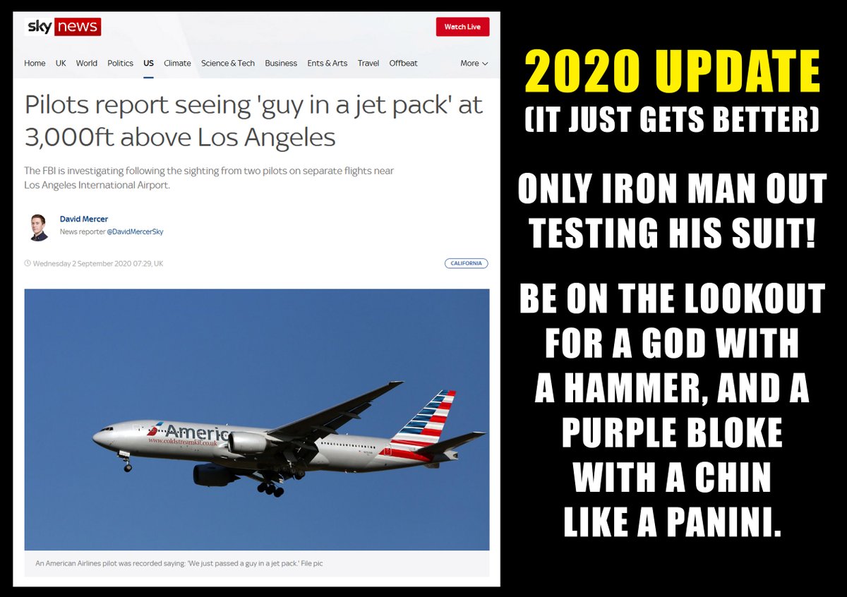ColdstreamKit's tweet photo. Just seen this on the news, according to the Marvel Timeline, we are looking at the 'Battle of New York' in about 21 months.

#2020JustGetsBetter https://t.co/bqXsOqFuDZ