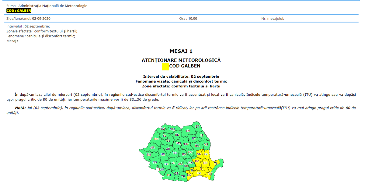 prognozemeteo's tweet photo. Sud-estul României și sudul Moldovei au parte de încă o zi caniculară. Apoi ne răcorim și avem parte de ploi în aproape toată țara. #ANM a emis #codgalben de caniculă și informare meteo pentru instabilitate. https://t.co/O60tq5mk9G