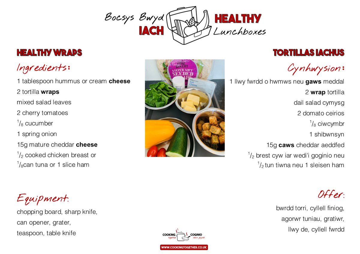 rashaw77's tweet photo. It’s the 1st day of our healthy lunchbox cook-along and today we will be making Healthy Wraps. Why not serve them with some sliced fruit and a summer berry muffin.
Video - https://t.co/9mInWePrbG
#bocysybwydiachus #healthylunchboxes
@hapi_RCT @CdfHealthySch https://t.co/8N7pbU5uF0
