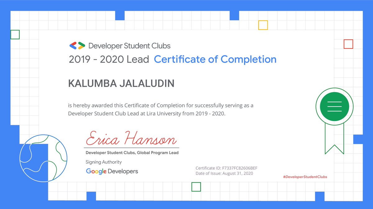 kalumba_j's tweet photo. It has been a year of learning, engaging and creating connections, It has been a wonderful journey. Thanks to @auwalms & @aniediudo.
#DSCSSAGraduation
#DeveloperStudentClubs
#WeJustCantStop
@googledevs @DscLira https://t.co/7M2SFcCvN3