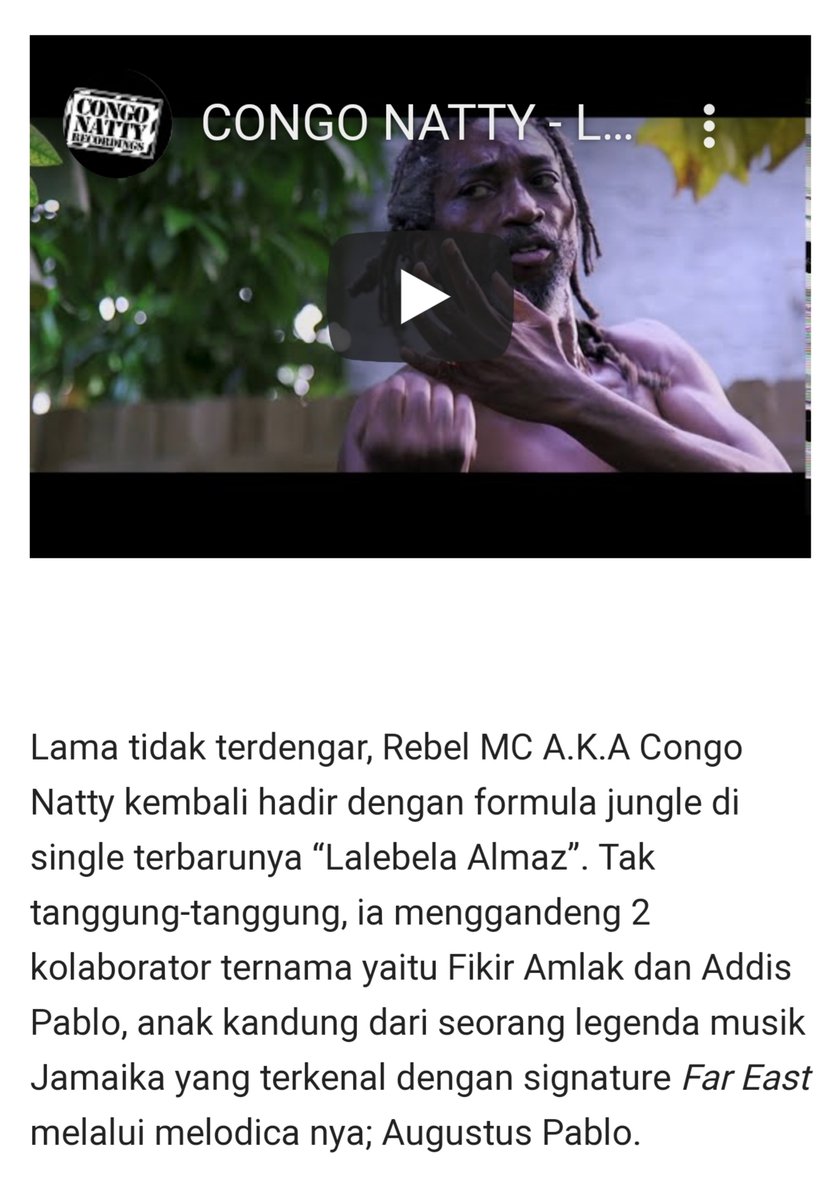 2020 dem try lock orf❤
as 1 door close another OPEN💛
Sending "JUNGLE FYAH"into da ETHER via DA BRAND NU VIDEO📽💥💦🦋
❤💛💚LALEBELA ALMAZ📽🎴
@fikiramlak777 sent this Review from INDONESIA❤
BIG UP all INDONESIAN JUNGLE FAM kan someone translate the Review I need to read it❤