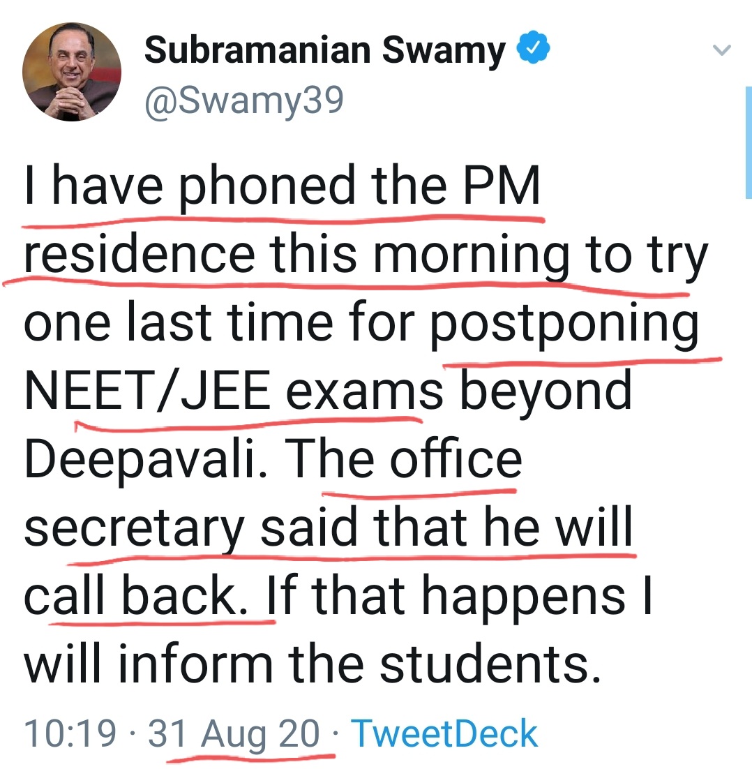 Unable to accept more humiliation, and, a loss of face with student community; burned bridges with PM Modi made a last ditch attempt for a face saver.He calls up PM's residence only to be snubbed.Finally, left with no option, he wishes the examinees best for their exams.23/25