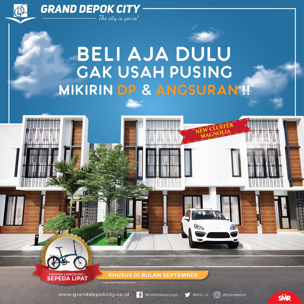 GDC_id's tweet photo. New Cluster Magnolia
⠀
Beli aja dulu, gak usah pusing mikirin DP &amp; Angsuran !!
⠀
Hadiah Langsung Sepeda Lipat

☑ Tanpa DP
☑ FREE Angsuran*
☑ FREE Biaya KPR*
☑ Diskon 50% Angsuran
☑ Lokasi Strategis di Pusat Kota Depok

https://t.co/7Vq0879HgZ

#granddepokcity #gdc https://t.co/9XdVi57PDE