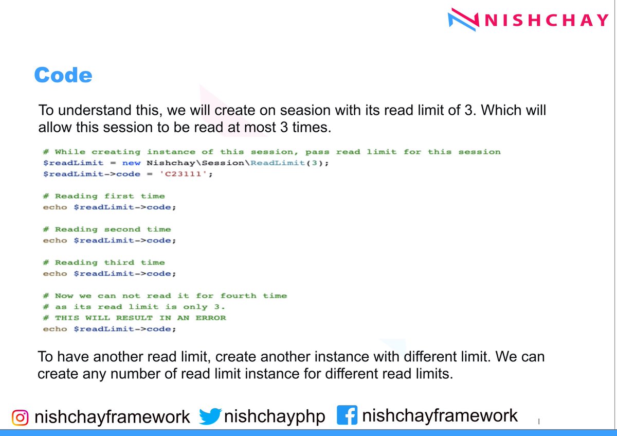 nishchayPHP's tweet image. Read limit session. 

#php #phpframework #phpsession #learngPHP #php7 #webdevelopment #phpfreelancer #freelancer