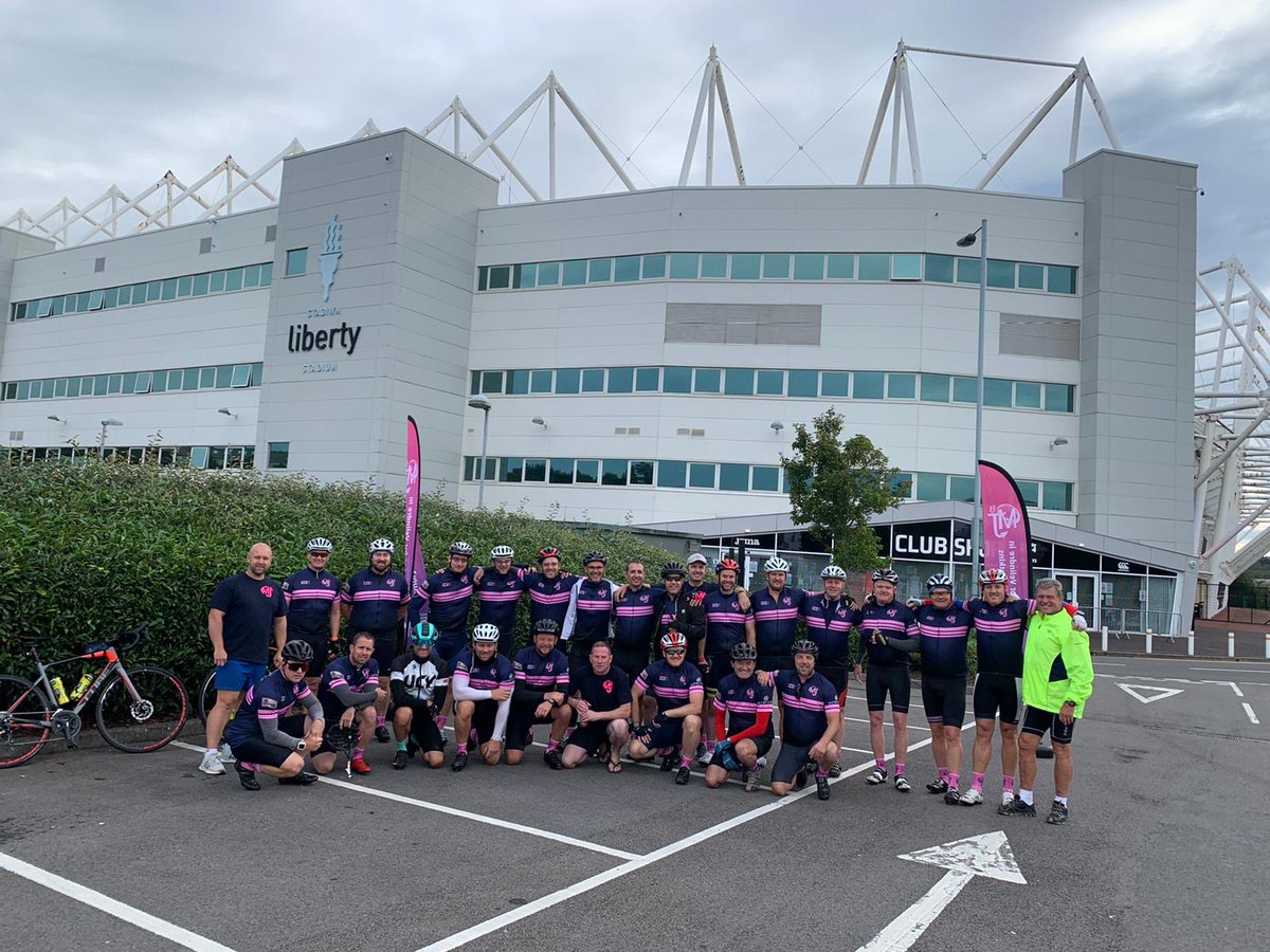 #MJ13 charity ride. 150km for ⁦<a href="/Velindre/">Velindre Cancer Centre Fundraising</a>⁩ cancer charity. 50km in. Boys looking good 😰