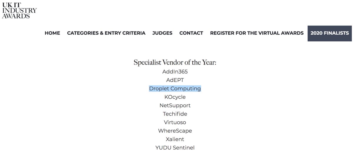 We are delighted to be a finalist for the third year in a row in the Specialist Vendor Category #UKITIndustryAwards