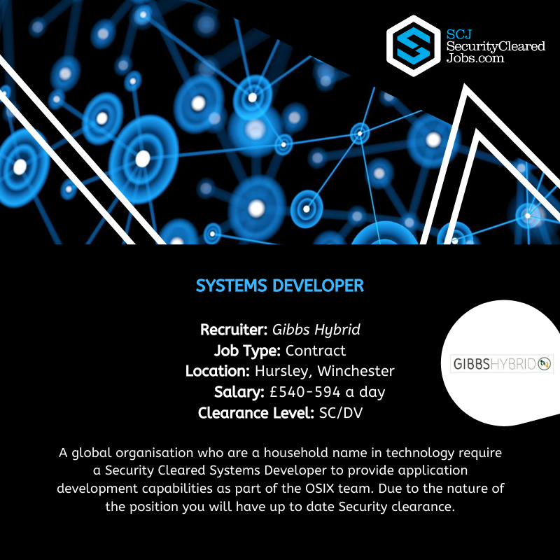 SecurityCleared's tweet image. Gibbs Hybrid are looking for a Systems Developer in Winchester: securityclearedjobs.com/job/801915222/…
#securitycleared #securityclearance #systemsdeveloper
