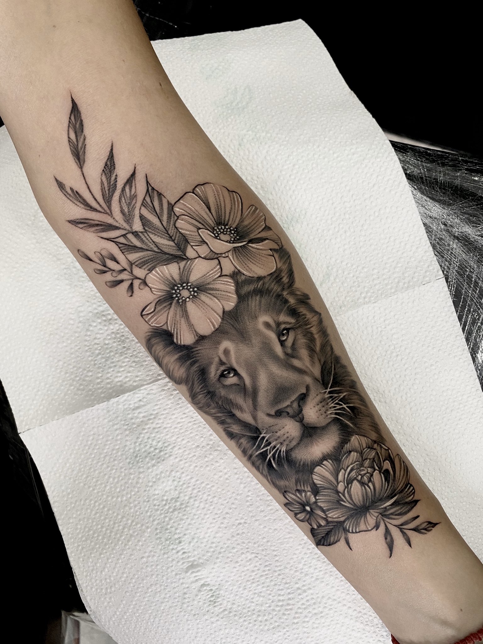 sleeve in progress lion lioness cubs flowers tattooartist tatto   17K Views  TikTok