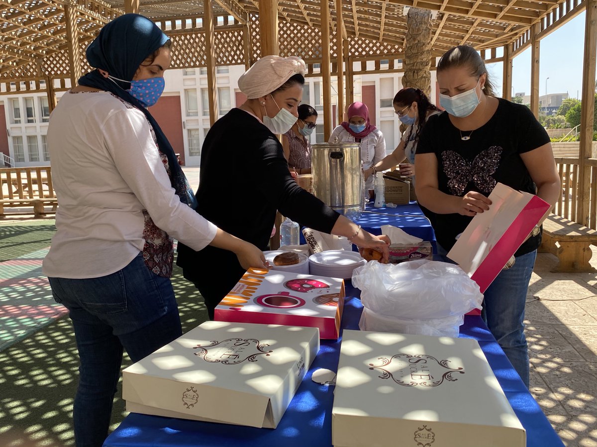 ES Counseling Team organized event(Take a break to refresh &amp; Renew) Faculties were required to hand-sanitize, complete a survey and enjoy DunKin Donuts. #Takeabreaktorefreshandrenew #ESCounselor #aisegypt #esoleducationschools #esoleducation