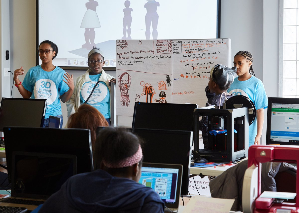 3DPAG's tweet photo. Our students were excited to incorporate #blackpanther into their human centered design process w/ @EricaNwankwo while exploring how the design will be used by Wakandans and what benefits the design would have to the people who live in Wakanda. #ripchadwickboseman #WakandaForever https://t.co/SooW1w4mco