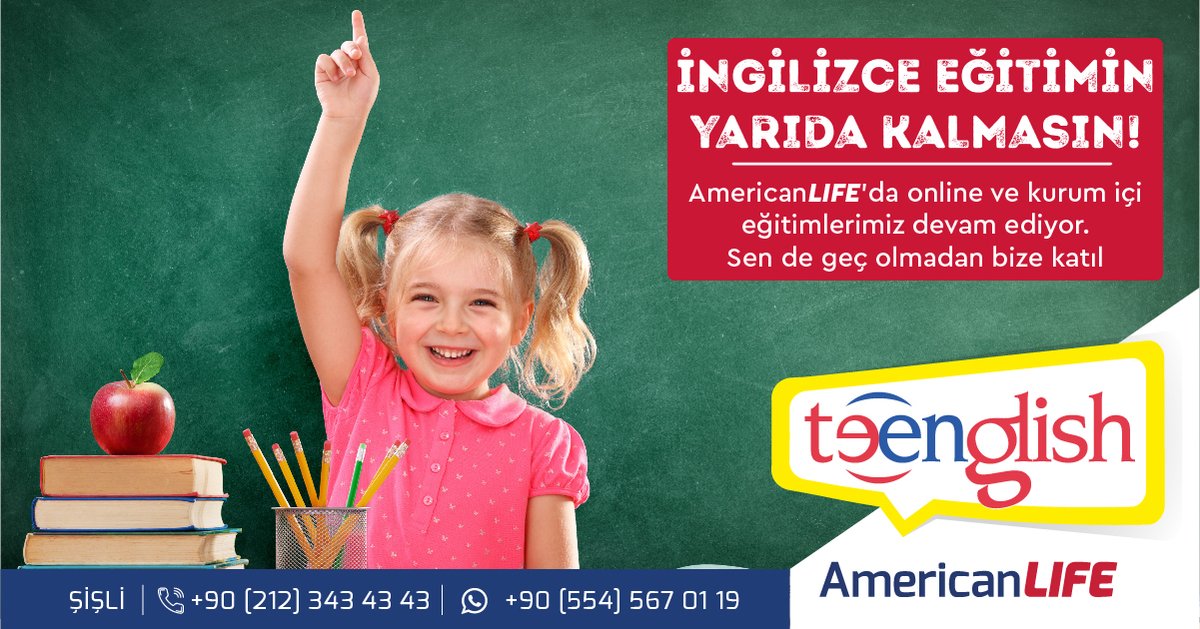 allinsisli's tweet photo. İNGİLİZCE EĞİTİMİN YARIDA KALMASIN!
AmericanLIFE'da online ve kurs içi eğitimlerimiz devam ediyor. Sende geç kalmadan bize katıl. https://t.co/qBbwUVTuZa